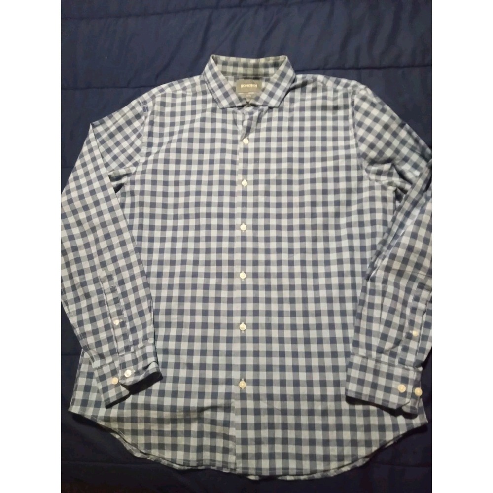 Bonobos Button Down‎ Shirt Adult XL Slim Long Sleeve Blue Check Cotton Men's